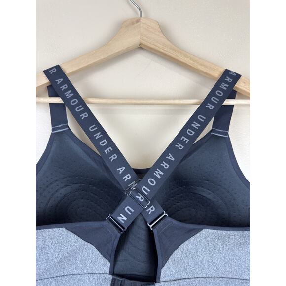 Under Armour Sports Bra Womens XL Black Gray High Impact Crossback Fitted Gym - Picture 7 of 12